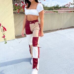 NWT Day Dream Boutique Patchwork Denim Pants